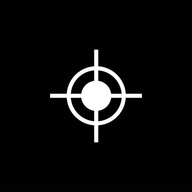 Siyah arka plan üzerinde hedef simgesi. Siyah Düz Stil Vektör İllüstrasyon