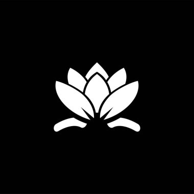 Siyah arka plan üzerinde Nilüfer simgesi. Siyah Düz Stil Vektör İllüstrasyon.