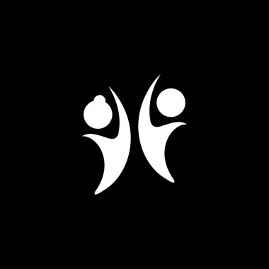 Siyah arka planda gençlik simgesi. Siyah Düz Stil Vektör İllüstrasyon.