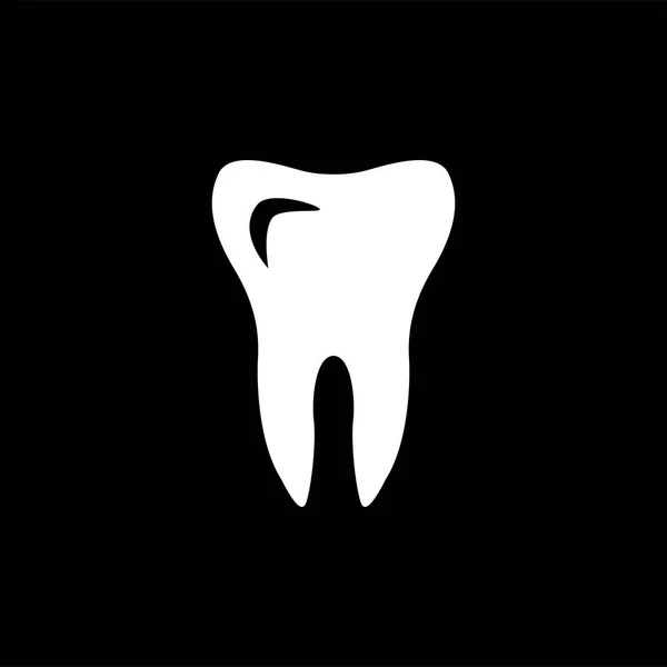 Icono de los dientes sobre fondo negro. Ilustración de vectores de estilo plano negro dental — Vector de stock