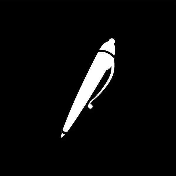 Icône de stylo sur fond noir. Illustration vectorielle de style plat noir — Image vectorielle