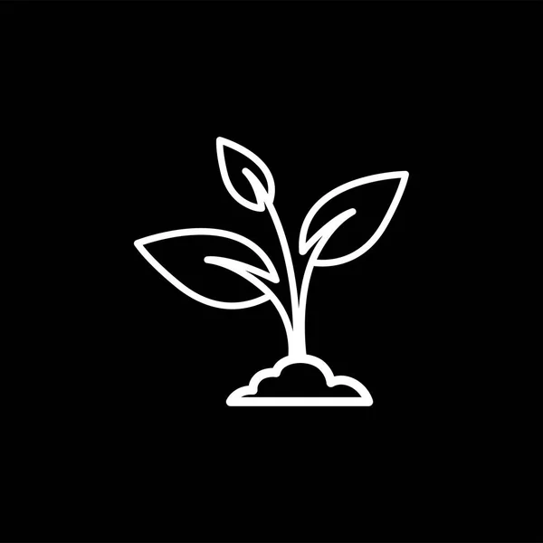 Icona Linea Vegetale su sfondo nero. Illustrazione vettoriale in stile piatto nero . — Vettoriale Stock