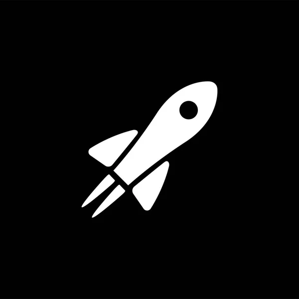 Rocket Icon em fundo preto. Ilustração do vetor do estilo liso preto . —  Vetores de Stock