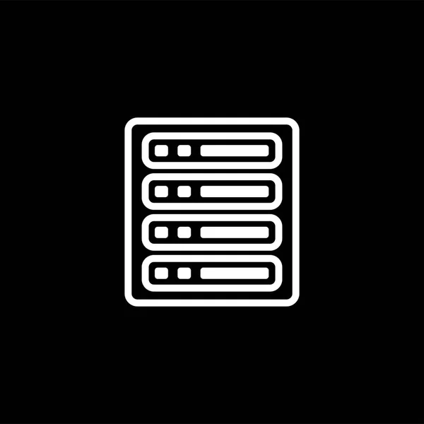 Icône de ligne de serveur sur fond noir. Illustration vectorielle de style plat noir — Image vectorielle