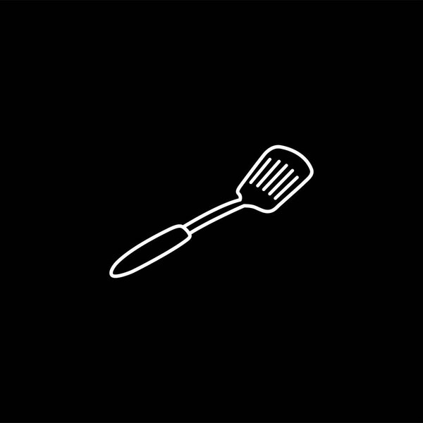 Spatula Line Icon On Black Background. Black Flat Style Vector Illustration