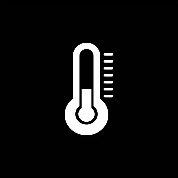 Icono de termómetros sobre fondo negro. Ilustración de vectores de estilo plano negro — Vector de stock