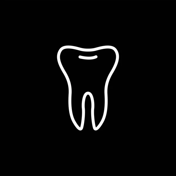 Icono de la línea de dientes sobre fondo negro. Ilustración de vectores de estilo plano negro dental — Vector de stock