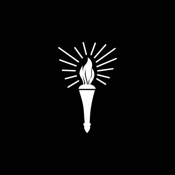 Икона факела на черном фоне. Вектор стоматологического черного плоского стиля — стоковый вектор
