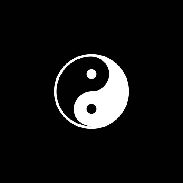 Yin et Yang Icône sur fond noir. Illustration vectorielle de style plat noir . — Image vectorielle