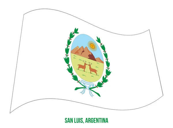 Bandera de San Luis ondeando Vector Ilustración sobre fondo blanco. Bandera de Argentina Provincias . — Archivo Imágenes Vectoriales