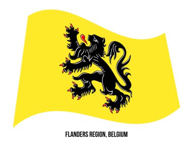 Flanders Bölgesi, Belçika Bayrağı Beyaz Arka Plan Üzerinde Vektör İllüstrasyon Sallayarak. Belçika Bölge Bayrağı
