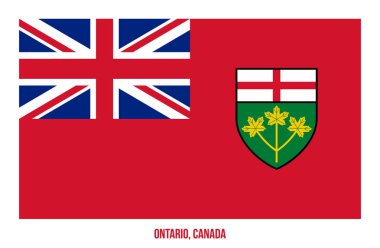 Beyaz Arkaplanda Ontario Flag Vector Illustration. Kanada Eyaletleri Bayrağı