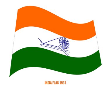 Hindistan Bayrağı Sallayarak 1931 Beyaz Arka Plan Üzerinde Vektör İllüstrasyon. Swaraj Bayrağı