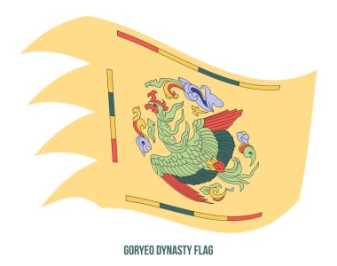 Goryeo Hanedanı (918-1392) Bayrak Beyaz Arka Plan Üzerinde Vektör İllüstrasyon Sallayarak. Anka Bayrağı
