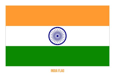 Beyaz Arkaplanda Hindistan Bayrak Vektörü İllüstrasyonu. Hindistan Ulusal Bayrağı.