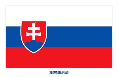 Beyaz Arkaplanda Slovakya Bayrak Vektörü İllüstrasyonu. Slovakya Ulusal Bayrağı.