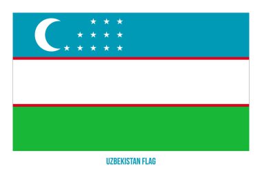 Özbekistan Beyaz Arkaplanda Bayrak Vektör İllüstrasyonu. Özbekistan Ulusal Bayrağı.