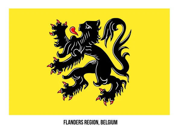 佛兰德地区，比利时白底旗帜矢量图解。 比利时区旗 — 图库矢量图片