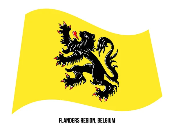 Flandern region, Belgien flagga vifta vektor illustration på vit bakgrund. Belgiens regions flagga — Stock vektor