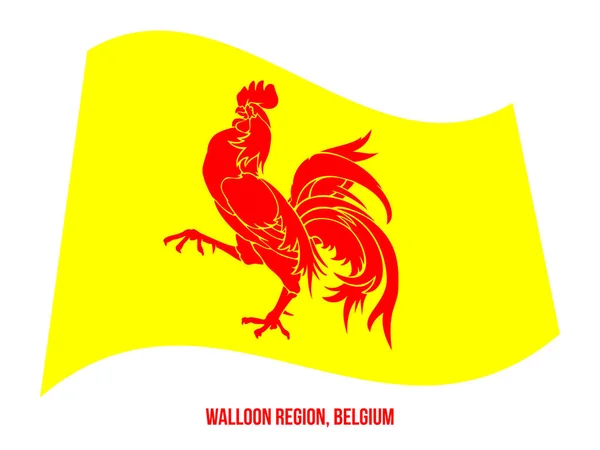 Wallonia region, Belgien flagga vifta vektor illustration på vit bakgrund. Belgiens regions flagga — Stock vektor