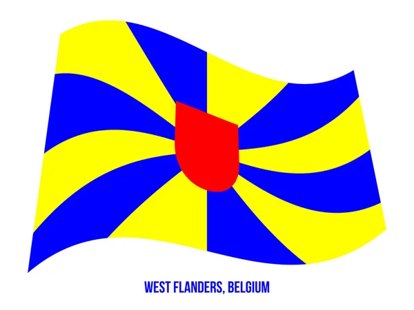 西佛兰德州白底飘扬的旗帜矢量图解。 比利时旗帜省. — 图库矢量图片