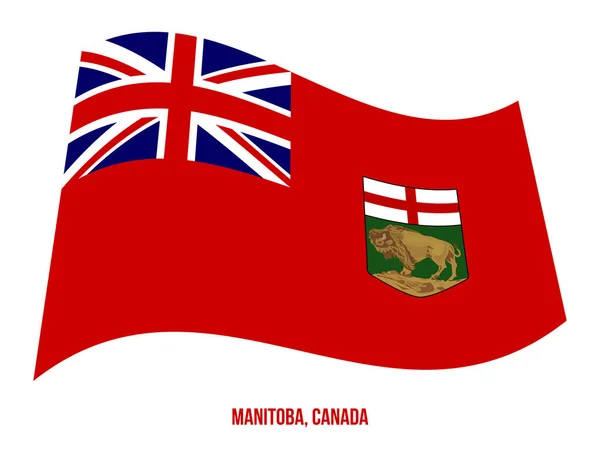 白い背景にマニトバフラグ振るベクトルイラスト。カナダの州旗 — ストックベクタ