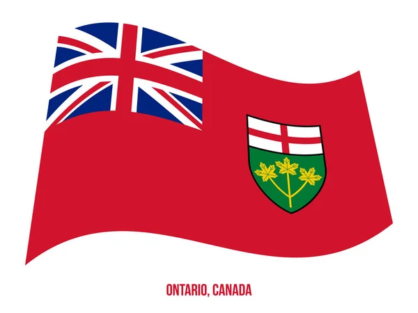 Ontario Flag Waving Vector Illustration on White Background. Provincias Bandera de Canadá — Vector de stock