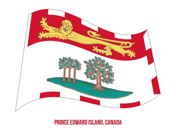 Prince Edward Island Flag Waving Vector Illustration on White Background (en inglés). Provincias Bandera de Canadá — Vector de stock