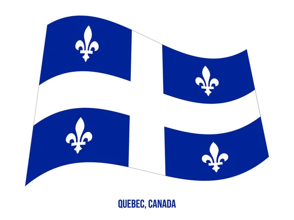 Quebec Flag Waving Vector Illustration on White Background. Provinces Flag of Canada — Stock Vector