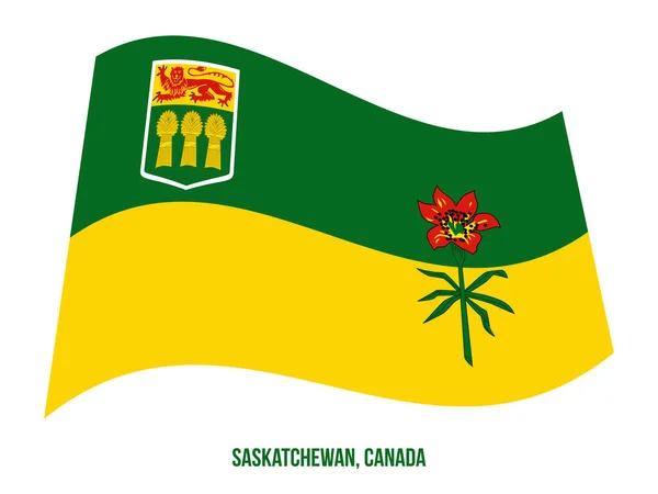 Saskatchewan Flag Waving Vector Illustration on White Background. Provinces Flag of Canada — Stock Vector