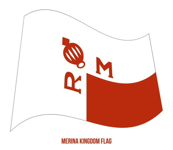 Merina Kingdom (1540-1897) Flag Waving Vector Illustration su sfondo bianco. Regno d'Imerina . — Vettoriale Stock