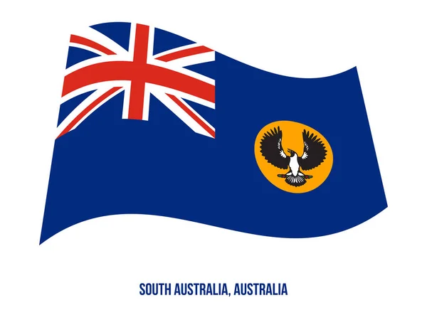사우스 오스트레일리아 (Sa) 흰색 배경에 플래그 물결 치는 벡터 그림입니다. 오스트레일리아 주 국기. — 스톡 벡터