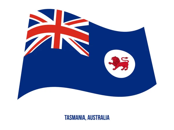 태즈메이니아 (타스) 흰색 배경에 플래그 물결 벡터 그림. 오스트레일리아 주 국기. — 스톡 벡터