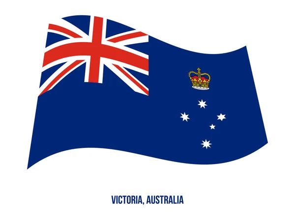 Victoria (Vic) Flag Waving Vector Illustration on White Background (en inglés). Bandera de Australia . — Vector de stock