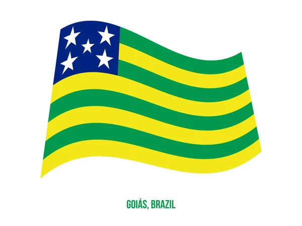 흰색 배경에 고이아스 플래그 흔들리는 벡터 그림입니다. 브라질 의 국가 국기 — 스톡 벡터