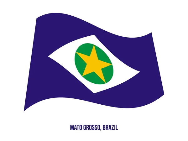 Mato Grosso Bandeira acenando ilustração vetorial em fundo branco. Estados Bandeira do Brasil . — Vetor de Stock