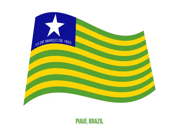 Piaui Flag Waving Vector Illustration on White Background (en inglés). Bandera de Brasil . — Vector de stock