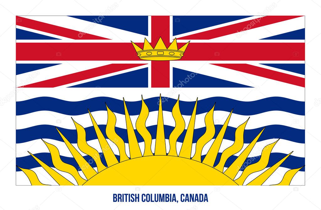 British Columbia Flag Vector Illustration on White Background. Provinces Flag of Canada