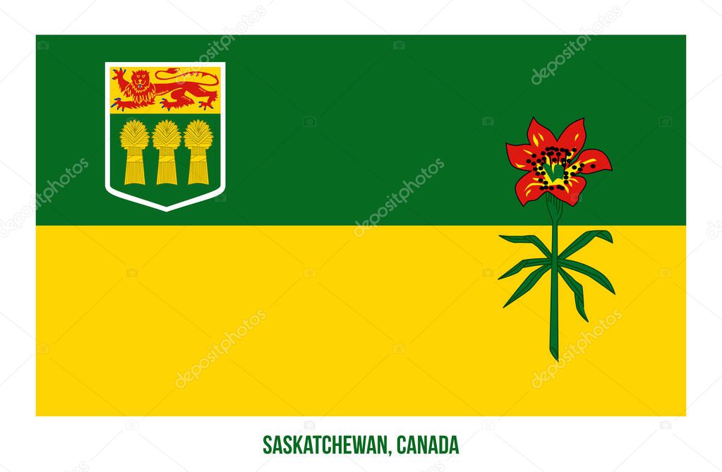 Saskatchewan Flag Vector Illustration on White Background. Provinces Flag of Canada