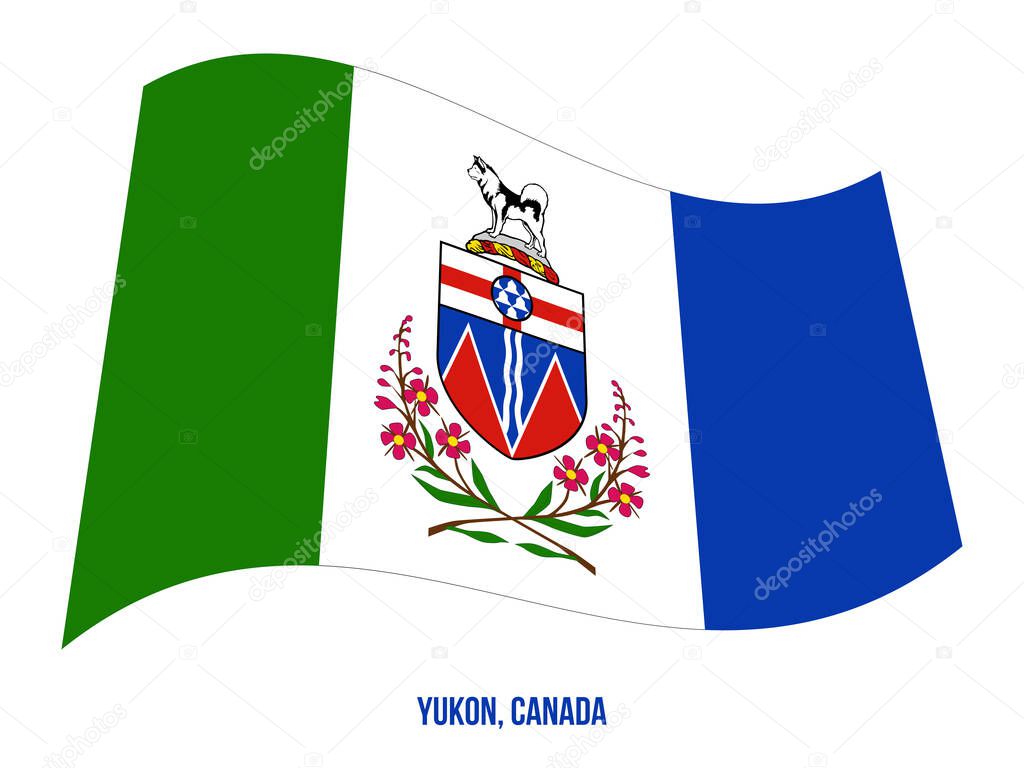 Yukon Flag Waving Vector Illustration on White Background. Territory Flag of Canada