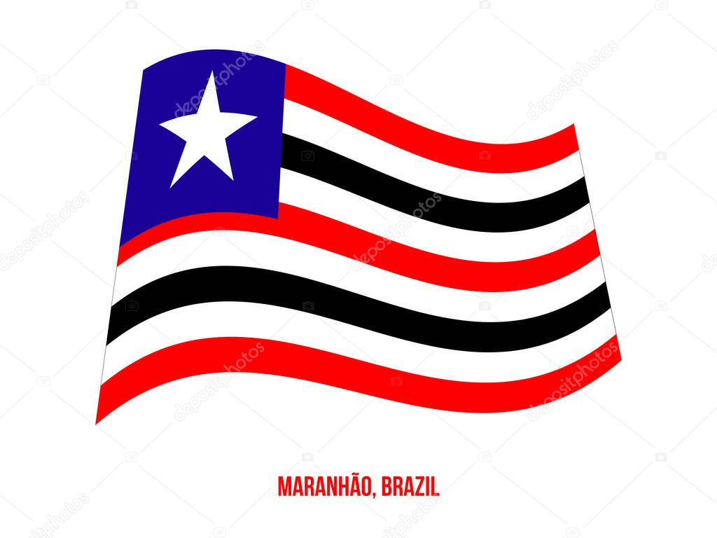 Maranhao Flag Waving Vector Illustration on White Background. States Flag of Brazil.