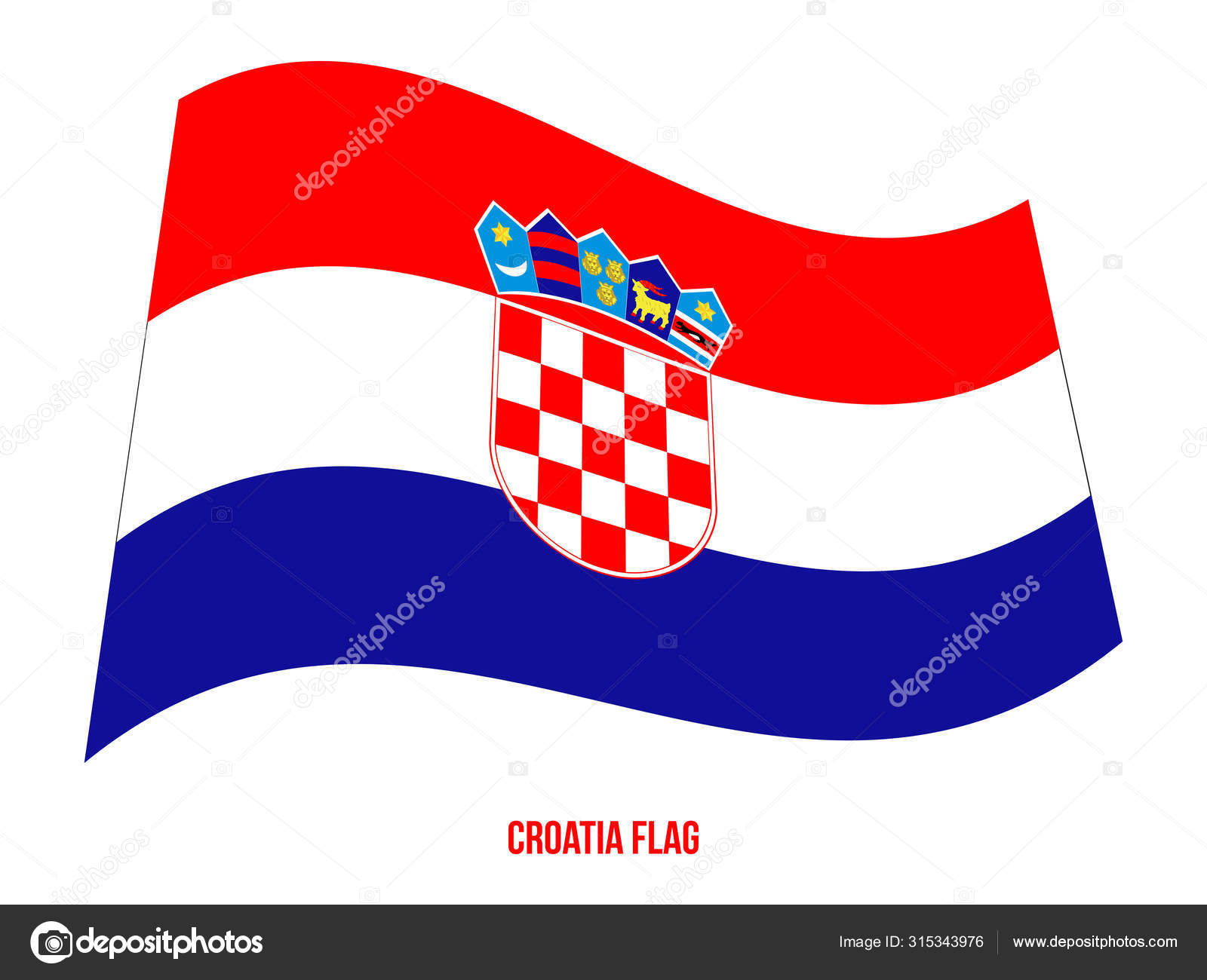 Croacia Bandera Ondeando Vector Ilustracion Sobre Fondo Blanco Bandera Nacional De Croacia Vector Grafico Vectorial C Stock Ninja Studio Imagen 315343976