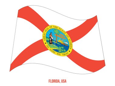 Beyaz Arkaplanda Florida Flag Waving Vector Illustration. Usa Eyaleti Bayrağı