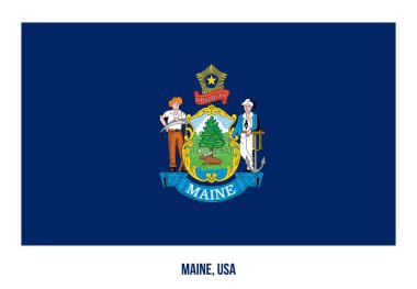 Beyaz Arkaplanda Maine Flag Vector Illustration. Usa Eyaleti Bayrağı