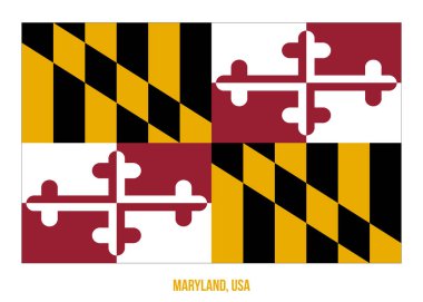 Maryland Flag Vector Illustration Beyaz Arkaplanda. Usa Eyaleti Bayrağı
