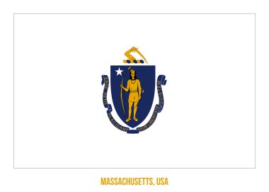 Beyaz Arkaplanda Massachusetts Bayrak Vektörü İllüstrasyonu. Usa Eyaleti Bayrağı