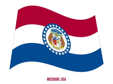 Beyaz Arkaplanda Missouri Bayrak Sallama Vektörü İllüstrasyonu. Usa Eyaleti Bayrağı
