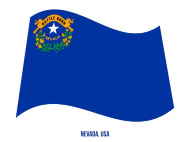 Nevada Flag Waving Vector Illustration on White Background. Usa Eyaleti Bayrağı