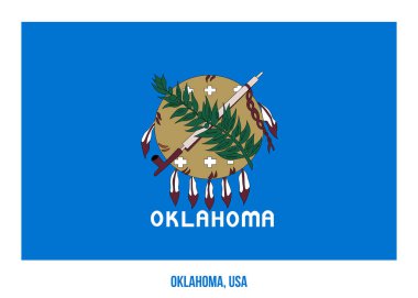 Oklahoma Flag Vector Illustration on White Fonu. Usa Eyaleti Bayrağı