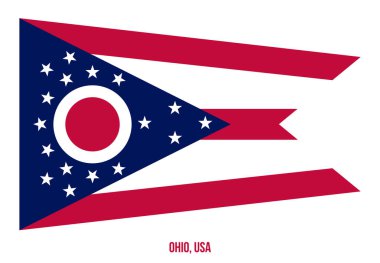 Ohio Flag Vector Illustration Beyaz Arkaplanda. Usa Eyaleti Bayrağı